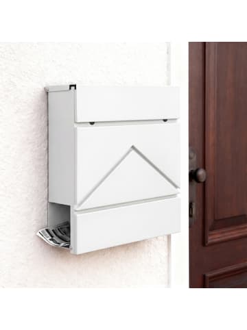 relaxdays Briefkasten in Weiß - (B)37 x (H)37 x (T)11 cm