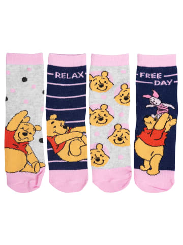 United Labels 4er Pack Winnie Puuh Socken  Sneakersocken in Mehrfarbig