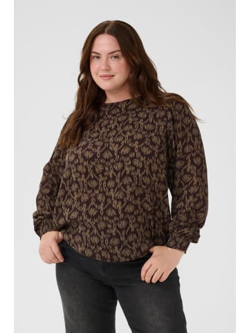 KAFFE curve Langarm-Bluse KCrikke Regular fit in Black Coffee Moral Floral