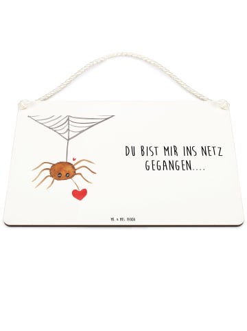 Mr. & Mrs. Panda Wandbild Holz Spinne Agathe Liebe mit Spruch in Weiß