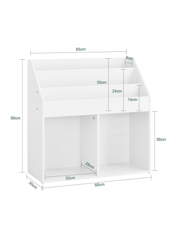 SoBuy Bücherregal in Reinweiß - (W) 30 x (H) 68 x (L) 68 cm