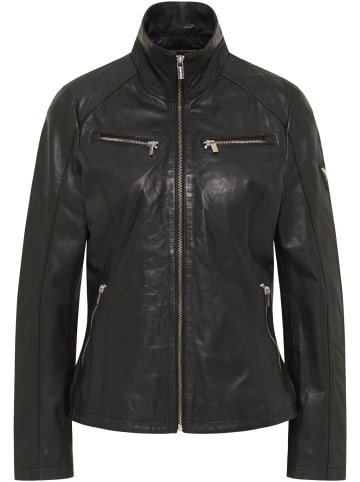 Carlo Colucci Lederjacke Basic in Schwarz