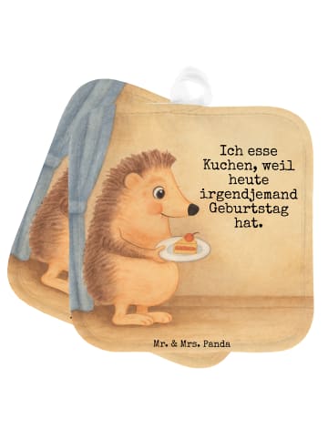 Mr. & Mrs. Panda Topflappen Igel Kuchenstück Design mit Spruch in Weiß