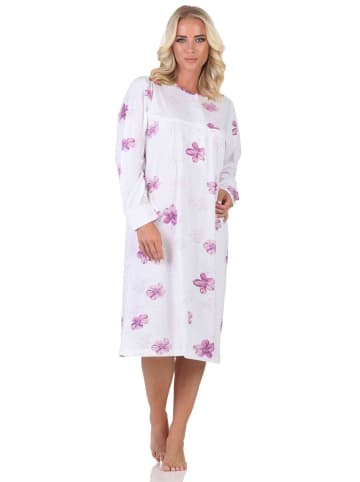 NORMANN Langarm Nachthemd klassische Design Knopfleiste am Hals - 88977 in lila