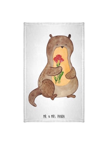 Mr. & Mrs. Panda Handtuch Otter Blumenstrauß ohne Spruch in Weiß
