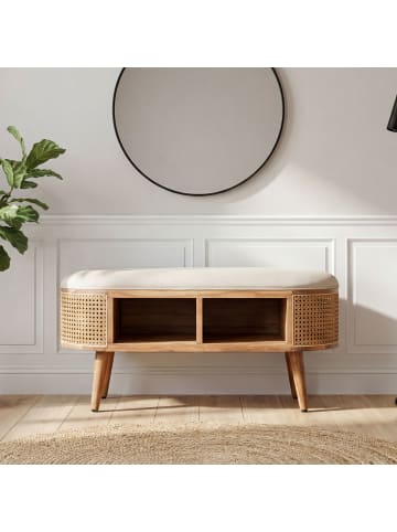 FineBuy Sitzbänk in Braun / Akazie / 90x45x45