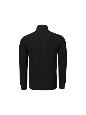 Gant Strickjacke Micro Textured Cotton Zip in schwarz