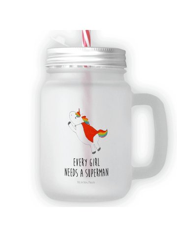 Mr. & Mrs. Panda Blümchentailglas Einhorn Super mit Spruch in Transparent