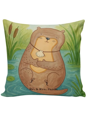 Mr. & Mrs. Panda Zierkissen Otter Muschel Design ohne Spruch in Weiß