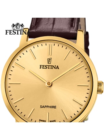 Festina Analog-Armbanduhr Festina Swiss Made braun klein (ca. 29mm)