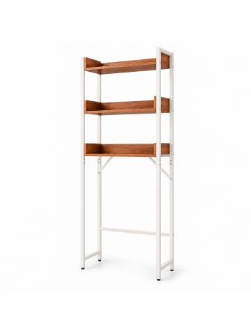 relaxdays Waschmaschinenschrank in Natur/ Weiß - (B)63 x (H)166 x (T)25 cm