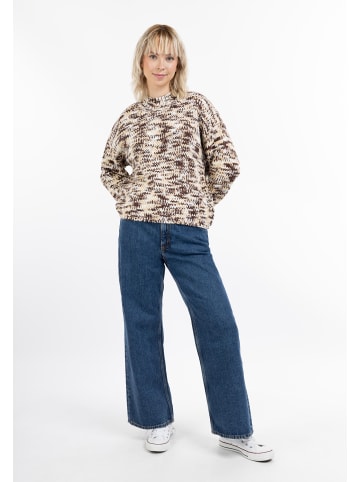 myMo Damen Strickpullover in Braun Mehrfarbig