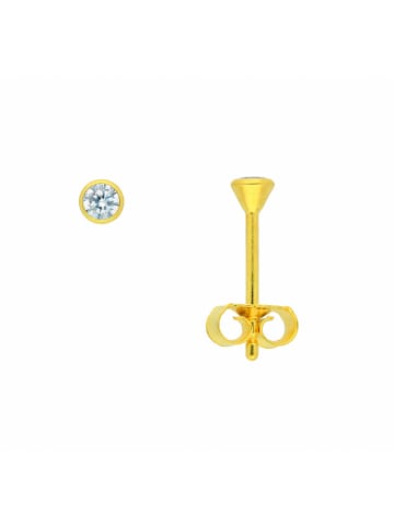 Adeliás Damen 585 Gold Ohrringe / Ohrstecker mit Zirkonia Ø 3 mm in gold