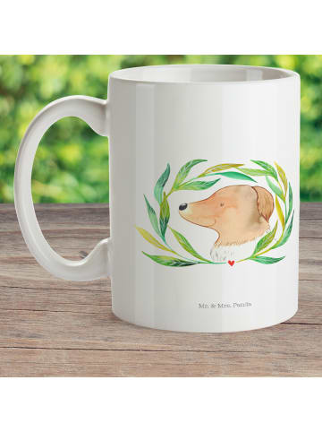 Mr. & Mrs. Panda Tasse Hund Blumen ohne Spruch in Weiß