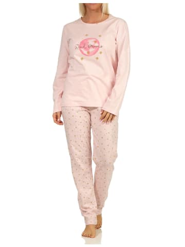 NORMANN langarm Pyjama Schlafanzug und allover Hose - 66936 in rosa