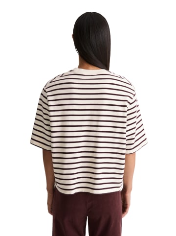 Marc O'Polo Gestreiftes Kurzarm-Sweatshirt cropped in Dark Red