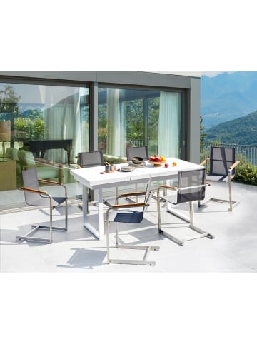 Beliani 7-tlg Gartentisch Set VALCANETTO/COSOLETO in Weiß/Grau/Silber
