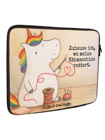 Mr. & Mrs. Panda Notebook Tasche Einhorn Näherin Design mit Spruch in Weiß