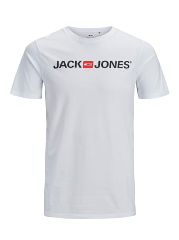 Jack & Jones JJECORP Print Kurzarm CREW NECK T-Shirt Plus +Size in Weiß