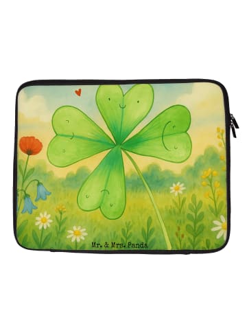 Mr. & Mrs. Panda Laptophülle Blume Kleeblatt Design ohne Spruch in Weiß