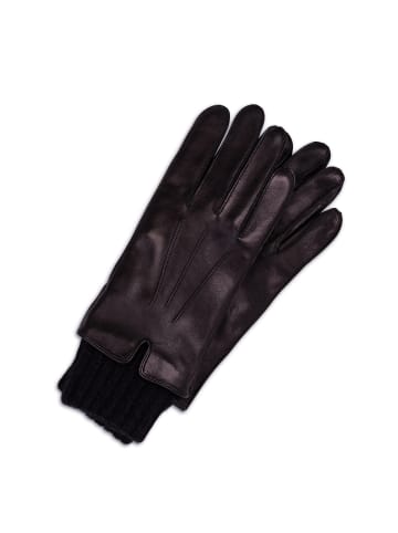 CASH-MERE.CH Lederhandschuhe mit Pulswärmer und Touchscreen tauglich in Schwarz