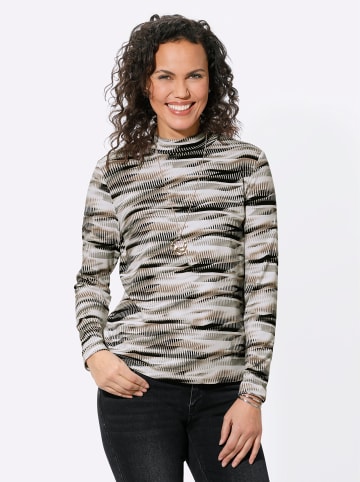 WITT WEIDEN Stehkragenshirt in camel-ecru-bedruckt