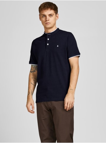 Jack & Jones Polo T-Shirt Pique Kurzarm Basic Hemd JJEPAULOS in Dunkelblau