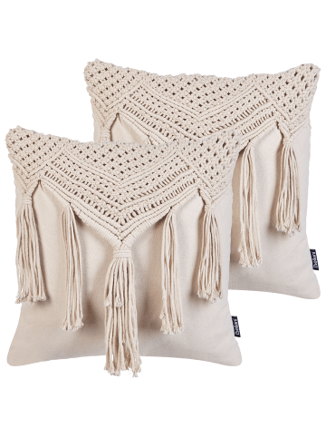 Beliani 2er-Set Dekokissen BEDADI in Beige