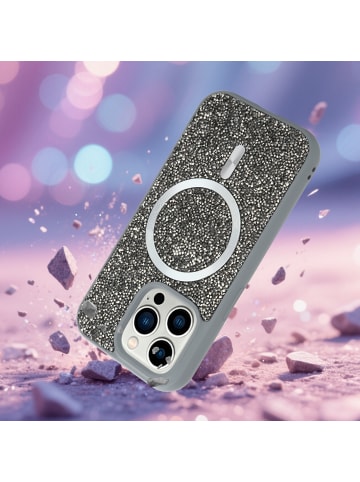 cadorabo Hülle für iPhone 14 PRO MAX Glitzer Schutzhülle in Grau