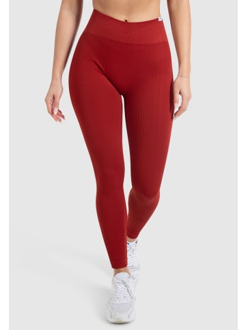 SMILODOX Kompression Leggings Amaze Ripp in Weinrot