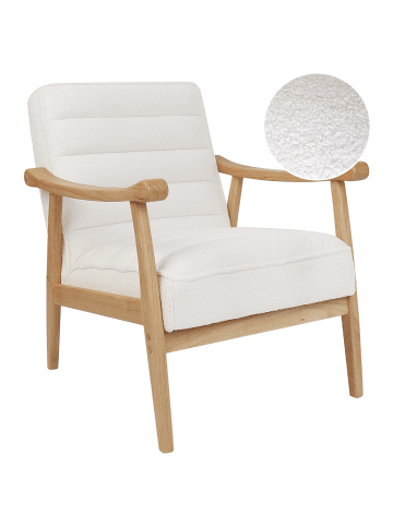 Beliani Sessel LEKNES in Weiß/Heller Holzfarbton - (W) 62 x (H) 79 x (L) 74 cm