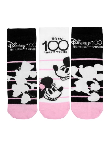 United Labels 3er Pack Disney Minnie Mouse Socken Sneaker in schwarz/rosa