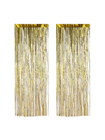 relaxdays 2er Set Partyvorhänge in Gold - (L)250 x (B)100 cm