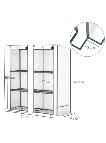 Outsunny Gewächshaus 144L x 48B x 152H cm Weiß
