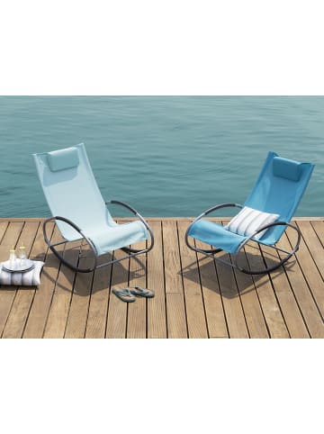 Beliani Gartenliege CAMPO in Blau/Schwarz/Silber - (W) 62 x (H) 88 x (L) 107 cm