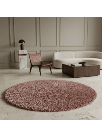 KADIMA DESIGN Teppich Hochflor Shaggy Waschbar Einfarbig SPREE Strapazierfähig in Rosa