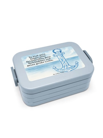 Mr. & Mrs. Panda Bentobox Anker Blau Design mit Spruch in Blau Pastell