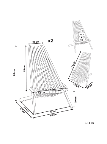 Beliani 2er-Set Esszimmerstuhl BELLANO in Braun
