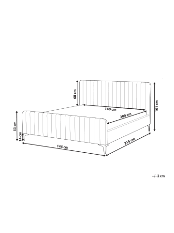 Beliani Doppelbett LUNAN in Blau/Silber - (W) 146 x (H) 101 x (L) 215 cm