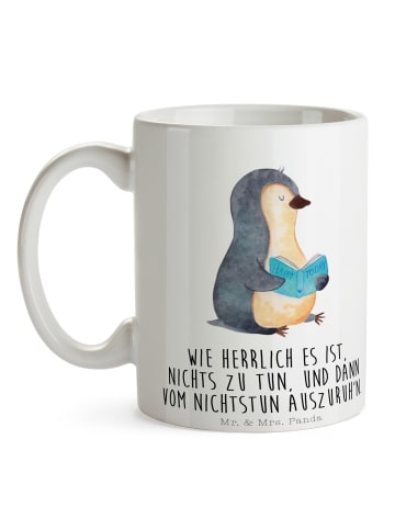Mr. & Mrs. Panda Teetasse Pinguin Buch mit Spruch in Weiß