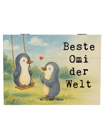 Mr. & Mrs. Panda Truhe Pinguin Beste Omi der Welt Design mit Spruch in Weiß