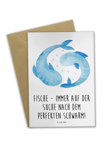 Mr. & Mrs. Panda Grußkarte Fische Schwarm mit Spruch in Weiß