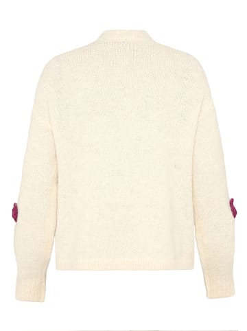 Zero  Strickjacke mit bunten 3D Blumen in Patch Cream/Pink