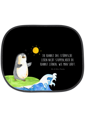 Mr. & Mrs. Panda sonnenschutz Pinguin Surfer mit Spruch in Schwarz
