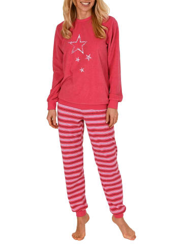 NORMANN Frottee langarm Schlafanzug Pyjama Streifen - 80671 in pink