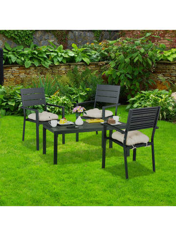 relaxdays Gartentisch in Schwarz - (B)98 x  (H)39 x (T)48 cm