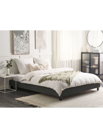 Beliani Doppelbett ROANNE in Grau/Dunkler Holzfarbton - (W) 189 x (H) 29 x (L) 211 cm