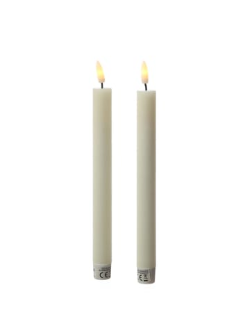 Adilina 2x LED Stabkerzen LINA Rustik-Optik Echtwachs H: 24cm in creme