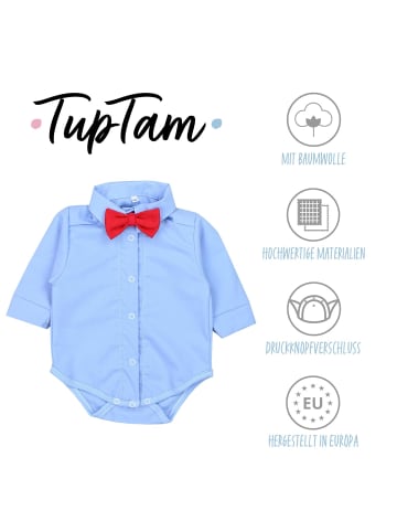 TupTam Jungen Baby Hemd-Body Langarm mit Kragen in blau/rot