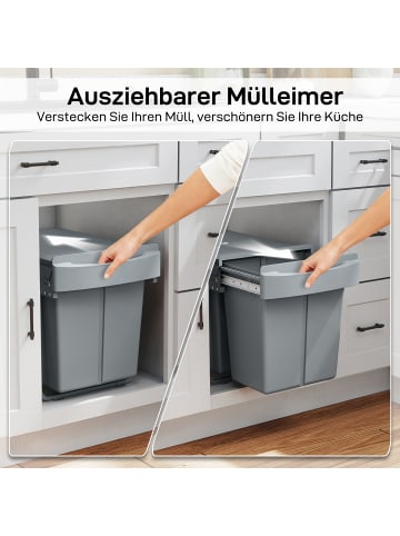HOMCOM Einbaumülleimer-52L x 33,5B x 41H cm-Grau